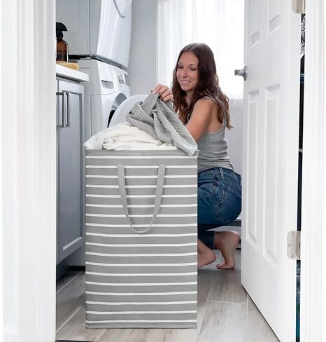 Goodpick 90L Laundry Basket Organizer 2-Pack Large Tall Laundry Hampers Storage Baskets for Organizing Dirty Clothes Hampers for Baby Laundry Towels Blanket Basket in Bathroom, Bedroom, Dorm, Grey in Saudi Arabia