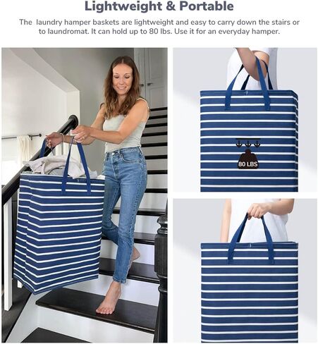 Goodpick 90L Laundry Basket Organizer 2-Pack Large Tall Laundry Hampers Storage Baskets for Organizing Dirty Clothes Hampers for Baby Laundry Towels Blanket Basket in Bathroom, Bedroom, Dorm, Grey in Kuwait