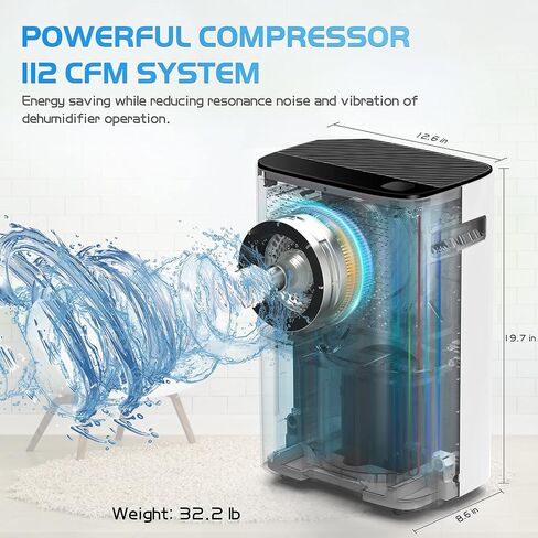 Dehumidifier 2000 Sq. Ft HEVILLO 40 Pint Dehumidifiers for Home Basements, with Continuous Drain Hose for Medium to Large Room, 0.66 Gallon Water Tank Capacity, Intelligent Humidity Control in Saudi Arabia