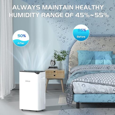 Dehumidifier 2000 Sq. Ft HEVILLO 40 Pint Dehumidifiers for Home Basements, with Continuous Drain Hose for Medium to Large Room, 0.66 Gallon Water Tank Capacity, Intelligent Humidity Control in Saudi Arabia
