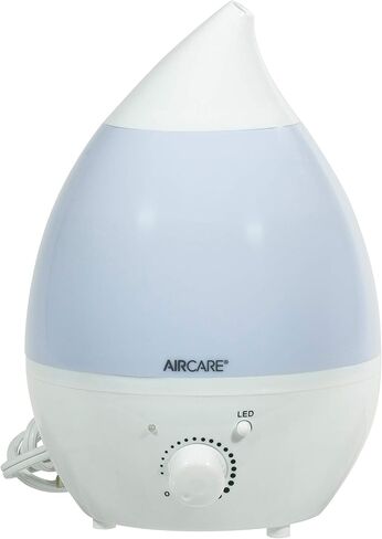 AIRCARE Aurora Ultrasonic Cool Mist Humidifier, Whisper-Quiet between 8-24 hours, Seven Color LED Night Light, Essential Oil Tray and Automatic Shut-Off for Baby, Nursery or Bedroom (White, 1 gal) in Kuwait
