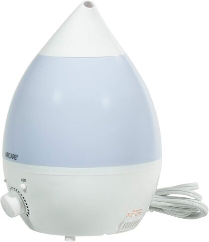 AIRCARE Aurora Ultrasonic Cool Mist Humidifier, Whisper-Quiet between 8-24 hours, Seven Color LED Night Light, Essential Oil Tray and Automatic Shut-Off for Baby, Nursery or Bedroom (White, 1 gal) in Kuwait