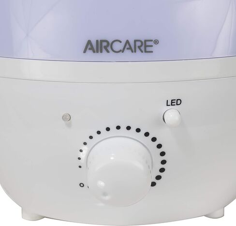 AIRCARE Aurora Ultrasonic Cool Mist Humidifier, Whisper-Quiet between 8-24 hours, Seven Color LED Night Light, Essential Oil Tray and Automatic Shut-Off for Baby, Nursery or Bedroom (White, 1 gal) in Kuwait
