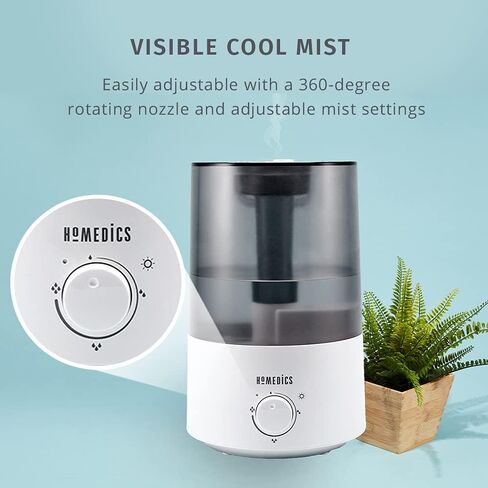 أجهزة ترطيب HoMedics للغرف الكبيرة وغرف النوم والمنزل والمكاتب والنباتات. جهاز ترطيب بالموجات فوق الصوتية توتال كومفورت مع خزان سعة 85 جالون، هادئ للغاية، ضوء ليلي، وقت تشغيل 60 ساعة in Saudi Arabia
