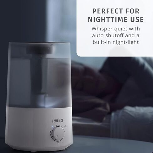 أجهزة ترطيب HoMedics للغرف الكبيرة وغرف النوم والمنزل والمكاتب والنباتات. جهاز ترطيب بالموجات فوق الصوتية توتال كومفورت مع خزان سعة 85 جالون، هادئ للغاية، ضوء ليلي، وقت تشغيل 60 ساعة in Saudi Arabia