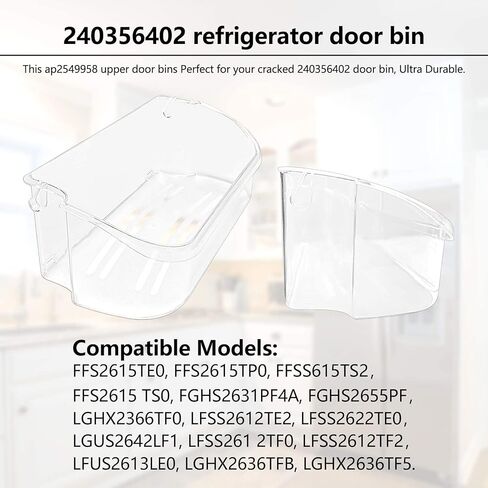 NIDAYE قطعتين 240356402 قطع غيار صندوق باب الثلاجة لرف باب ثلاجة فريجيدير، متوافق مع LFSS2612TF0 FGUS2642LF2 LGUS2642LF1 LFSS2612TE0 AP2549958 FGHS2631PF4A رف الباب in Kuwait