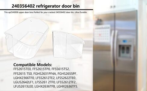 NIDAYE قطعتين 240356402 قطع غيار صندوق باب الثلاجة لرف باب ثلاجة فريجيدير، متوافق مع LFSS2612TF0 FGUS2642LF2 LGUS2642LF1 LFSS2612TE0 AP2549958 FGHS2631PF4A رف الباب in Kuwait