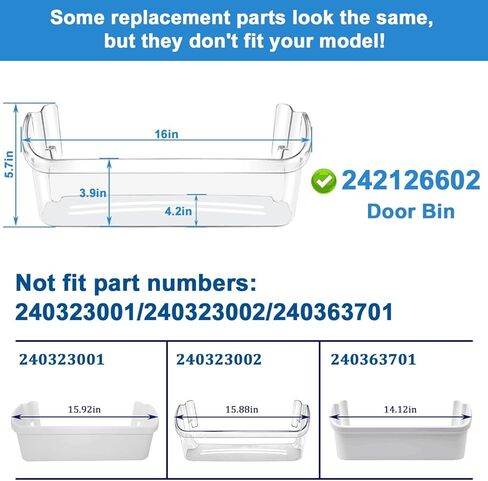 BOGDA 242126602 استبدال رف باب الثلاجة لـ Frigi-daire، Cros-ley، Elec-trolux، أجزاء الرف السفلي للرف الجانبي تحل محل 4547407 AP6278233 PS12364199 EAP12364199 in Kuwait