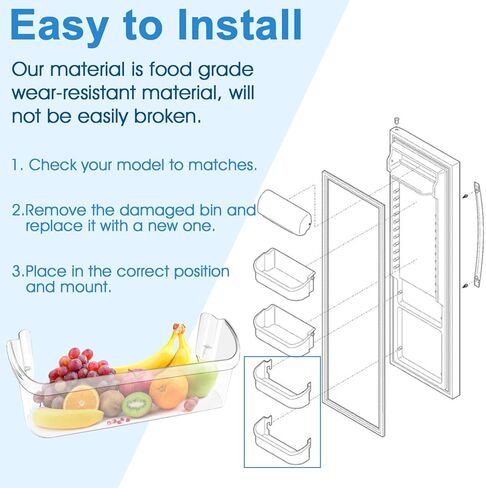 BOGDA 242126602 استبدال رف باب الثلاجة لـ Frigi-daire، Cros-ley، Elec-trolux، أجزاء الرف السفلي للرف الجانبي تحل محل 4547407 AP6278233 PS12364199 EAP12364199 in Kuwait