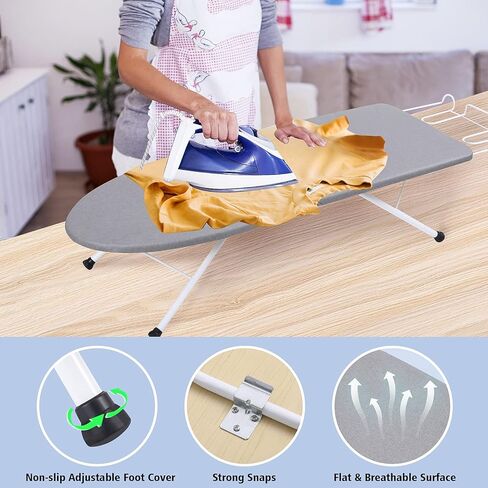 VeYocilk Tabletop Ironing Board, Reinforced Foldable Iron Board with Iron Rest, Portable Travel Small Ironing Board with Heat Resistant Cover for Home, Countertop, Laundry Rooms, Dorm, 31.4"x9.8"x7" in Kuwait