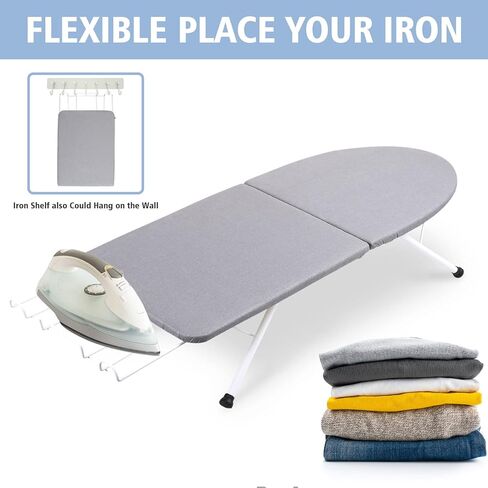 VeYocilk Tabletop Ironing Board, Reinforced Foldable Iron Board with Iron Rest, Portable Travel Small Ironing Board with Heat Resistant Cover for Home, Countertop, Laundry Rooms, Dorm, 31.4"x9.8"x7" in Kuwait