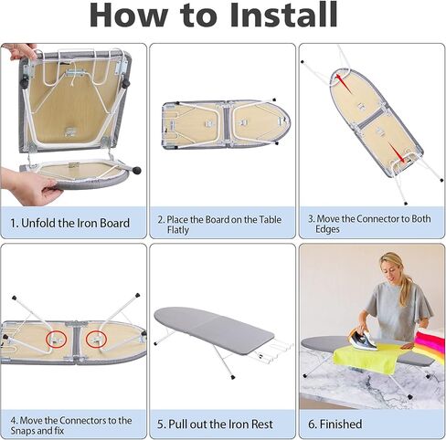 VeYocilk Tabletop Ironing Board, Reinforced Foldable Iron Board with Iron Rest, Portable Travel Small Ironing Board with Heat Resistant Cover for Home, Countertop, Laundry Rooms, Dorm, 31.4"x9.8"x7" in Kuwait