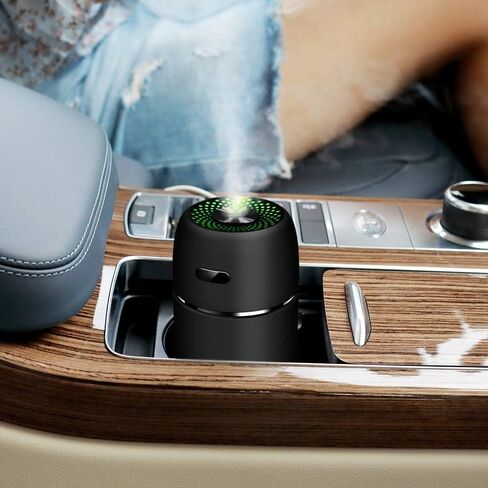 Car Mini USB Humidifie,200ml Capacity,Led Running Lamp,Used for Car Office Room living Room Facial hydration Aromatherapy gift etc. (Black-1) in Saudi Arabia