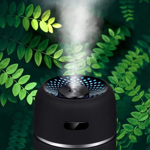 Car Mini USB Humidifie,200ml Capacity,Led Running Lamp,Used for Car Office Room living Room Facial hydration Aromatherapy gift etc. (Black-1) in Saudi Arabia