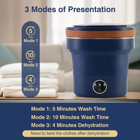 AMESEDAK Portable Mini Washing Machine with Drain Basket, 8.5L Capacity Foldable Cordless Laundry Machine for Underwear, Baby Clothes and Small Items, Rechargeable Design for Travel Washer in Kuwait