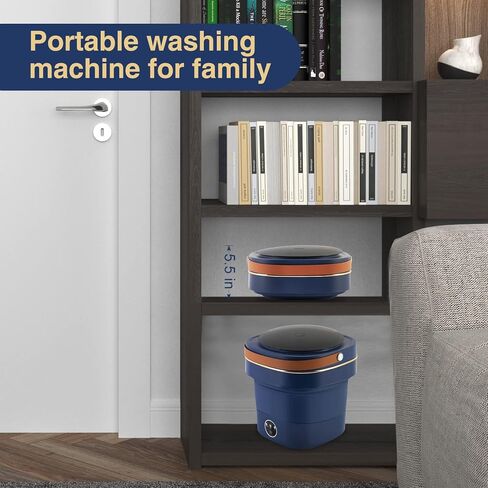 AMESEDAK Portable Mini Washing Machine with Drain Basket, 8.5L Capacity Foldable Cordless Laundry Machine for Underwear, Baby Clothes and Small Items, Rechargeable Design for Travel Washer in Kuwait