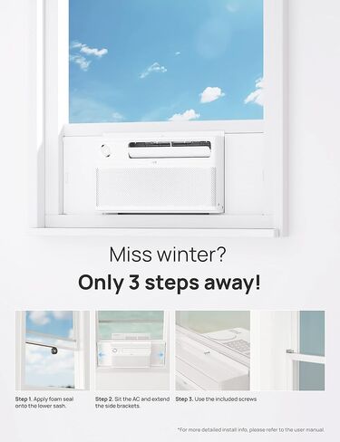 دريو مكيف هواء عاكس للنافذة 7500 وحدة حرارية بريطانية لغرفة النوم، سهل التركيب، هادئ للغاية 42 ديسيبل، توفير 35% للطاقة، يبرد 200-400 قدم مربع in Kuwait