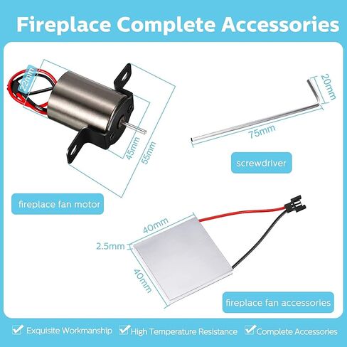 Kyadeys Fireplace Fan Motor Accessories Motor and Power Generation Sheet, 4-Blade Heat Powered Stove Fan for Wood / Log Burner/Fireplace Replacement Electric Motor Kit in Saudi Arabia
