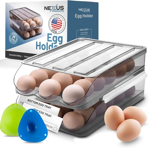 Nexus Products - Egg Holder for Refrigerator - Transparent Egg Storage Container for Refrigerator [for 36 Eggs] - Practical Egg Storage Box [11.8x7.4x3 in] - Egg Container & Egg Tray in Saudi Arabia