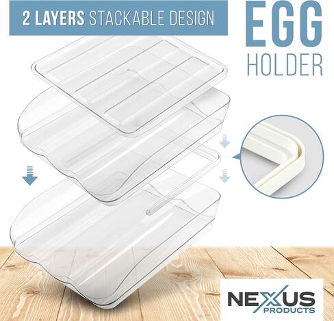 Nexus Products - Egg Holder for Refrigerator - Transparent Egg Storage Container for Refrigerator [for 36 Eggs] - Practical Egg Storage Box [11.8x7.4x3 in] - Egg Container & Egg Tray in Saudi Arabia