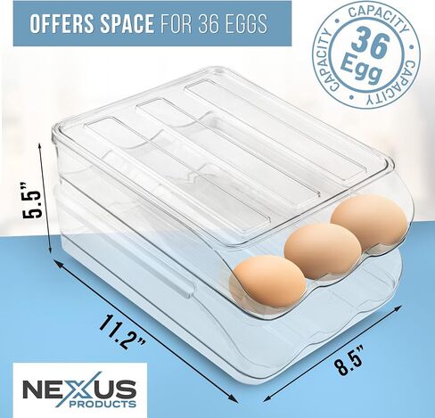 Nexus Products - Egg Holder for Refrigerator - Transparent Egg Storage Container for Refrigerator [for 36 Eggs] - Practical Egg Storage Box [11.8x7.4x3 in] - Egg Container & Egg Tray in Saudi Arabia
