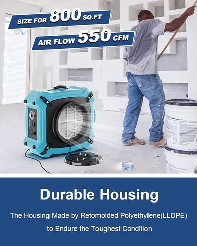 ALORAIR PureAiro HEPA Max 870 Air Scrubber 3-Stage Filtration,Negative Machine Air Scrubber | Professional Water Damage Restoration for Air Cleaner | up to 550 CFM in Kuwait