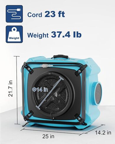 ALORAIR PureAiro HEPA Max 870 Air Scrubber 3-Stage Filtration,Negative Machine Air Scrubber | Professional Water Damage Restoration for Air Cleaner | up to 550 CFM in Kuwait