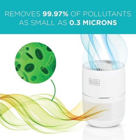 BLACK+DECKER Tabletop Air Purifier - 3-Stage Filtration System - HEPA Air Purifiers for Home -With Indicator Lights in Saudi Arabia