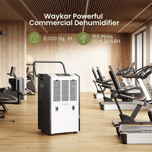 Waykar 155 Pints Commercial Dehumidifier with Drain Hose Industrial Dehumidifier with a 1.32 Gallons Water Tank in Large Space up to 8000 Sq. Ft for Warehouse Basements Whole House Moisture Remove in Saudi Arabia