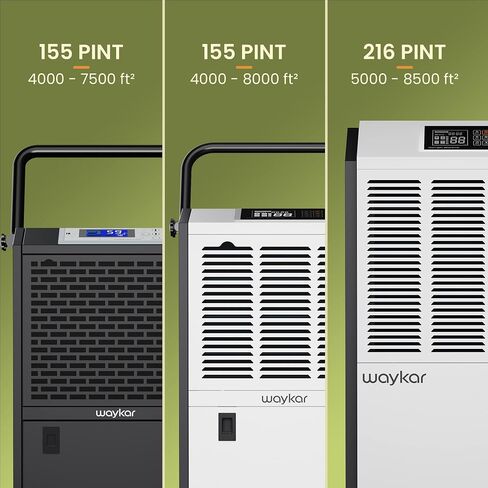 Waykar 155 Pints Commercial Dehumidifier with Drain Hose Industrial Dehumidifier with a 1.32 Gallons Water Tank in Large Space up to 8000 Sq. Ft for Warehouse Basements Whole House Moisture Remove in Saudi Arabia