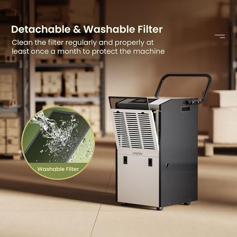 Waykar 155 Pints Commercial Dehumidifier with Drain Hose Industrial Dehumidifier with a 1.32 Gallons Water Tank in Large Space up to 8000 Sq. Ft for Warehouse Basements Whole House Moisture Remove in Saudi Arabia