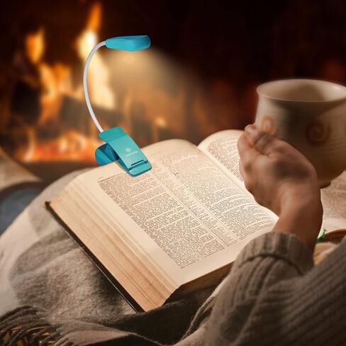 Vekkia/LuminoLite ضوء كتاب قابل لإعادة الشحن، 3 درجة حرارة ألوان × 3 سطوع، أضواء للقراءة للقراءة في السرير، إضاءة تصل إلى 70 ساعة، رائعة للقراء، السفر (فيروزي) in Kuwait