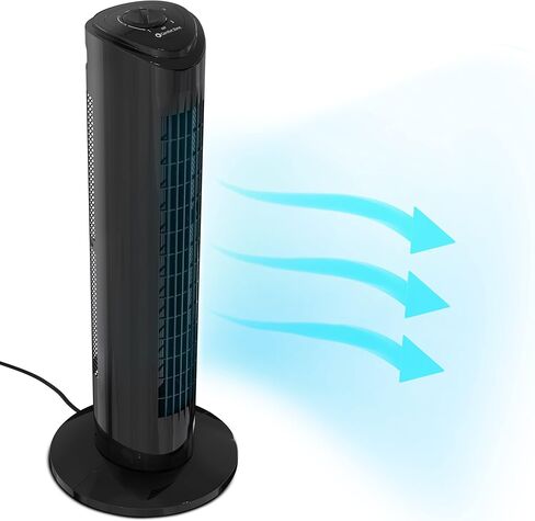 Comfort Zone CZTF290BK 29" Powerful 3-Speed Oscillating Slim Tower Fan with Performance Blades and Sturdy Base in Black in Saudi Arabia