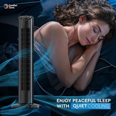 Comfort Zone CZTF290BK 29" Powerful 3-Speed Oscillating Slim Tower Fan with Performance Blades and Sturdy Base in Black in Saudi Arabia