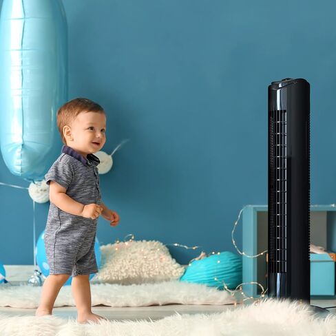 Comfort Zone CZTF290BK 29" Powerful 3-Speed Oscillating Slim Tower Fan with Performance Blades and Sturdy Base in Black in Saudi Arabia