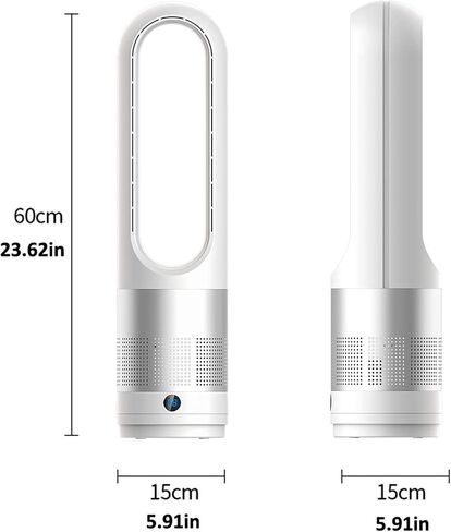 Bladeless Cooling Fan, 23.62 inch Tower Fan, 80° Oscillating Pedestal Fan with Remote Control, 8 Speeds, 8H Timer, LED Display with Auto Off, Portable Quiet Cooling Fan for Bedroom, Home, Office in Saudi Arabia