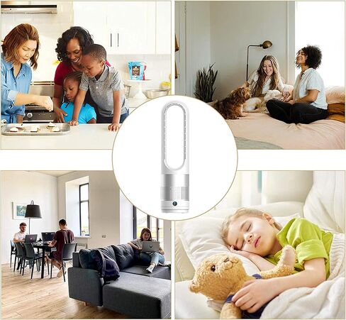 Bladeless Cooling Fan, 23.62 inch Tower Fan, 80° Oscillating Pedestal Fan with Remote Control, 8 Speeds, 8H Timer, LED Display with Auto Off, Portable Quiet Cooling Fan for Bedroom, Home, Office in Saudi Arabia