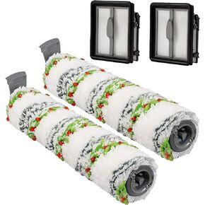 2 Pack Multi-Surface Brush Rolls and 2 Pack Vacuum Filters For Bissell CrossWave X7 Pet Pro,3277,3011,3279,3055 All in One Wet-Dry Series Vacuum (4)