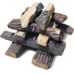 Skypatio Gas Fireplace Logs Set, 9 PCS Ceramic Wood Logs for Indoor or Outdoor Fireplace, Fire Pit Decor, Lightweight & Portable in Saudi Arabia