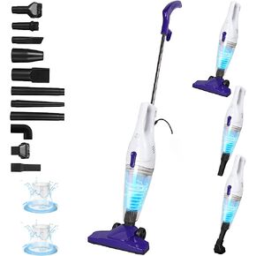 Intercleaner Corded Vacuum Cleaner, 15KPa Powerful Suction with 400W Motor, 12 in 1 Lightweight Bagless Stick Vac with Handheld, Ultra Quiet, for Hardwood Floor Carpet Car Pet Hair