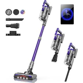 Cordless Vacuum Cleaner, 450W Stick Vacuum Cleaner, OLED Color Screen Display, Up to 55mins, 8 Animation Modes, Multi-cone Filtration, Handheld Vacuum for Hardwood Floors, Carpets, Pet Hair S14 in Kuwait