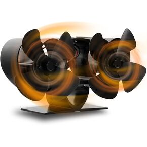 مروحة موقد الخشب TCFUNDY تعمل بالطاقة الحرارية، 8 شفرات مروحة مدفأة لموقد حرق الخشب، مراوح موقد صديق للبيئة تسخين دوران الهواء للغاز/الخشب/موقد الموقد، محركات مزدوجة in Kuwait