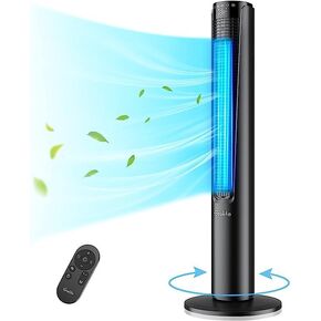 مروحة برج Grelife مقاس 42 بوصة لغرفة النوم، مروحة بدون شفرات متأرجحة بزاوية 80 درجة مع جهاز تحكم عن بعد، مروحة أرضية هادئة، 3 سرعات، 4 أوضاع، شاشة LED، مؤقت 12 ساعة، مروحة قائمة للمكتب المنزلي الداخلي in Kuwait