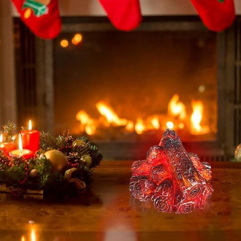 مارسروت مصباح مدفأة بدون لهب، مدفاة LED صناعية مع لهب حرق الخشب الواقعي، للمهرجانات، المنزل، ديكور الكريسماس، تعمل بالبطارية (البطاريات غير متضمنة) in Kuwait