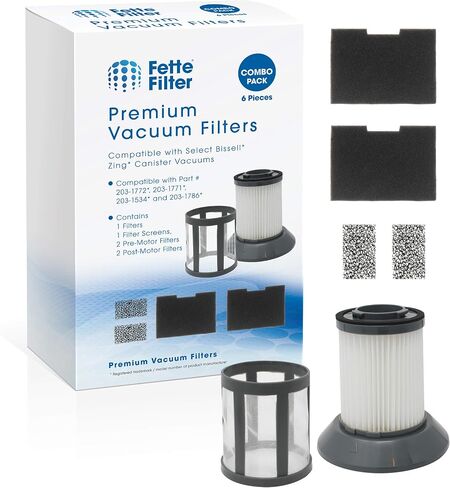 Fette Filter - مجموعة فلتر فراغ كومبو 6 قطع متوافقة مع مكنسة بيسيل زينغ بدون اكياس طراز # 6489، 64892، 64894 الجزء # 203-1772، 203-1771، 203-1534، 203-1786 in Saudi Arabia
