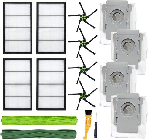 مجموعة قطع غيار من زيواي متوافقة مع مكنسة رومبا S9 (9150)، s9+(9550)، مجموعة واحدة من فرش مطاطية متعددة الاسطح و4 فرش جانبية و4 فلاتر و4 اكياس غبار واداتين in Kuwait