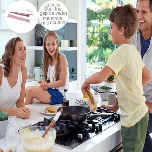 غطاء فجوة مضادة للموقد من السيليكون، حشو فجوة الفرن المقاوم للحرارة يسد الفجوات بين الموقد والعداد، سهل التنظيف (وردي) in Kuwait