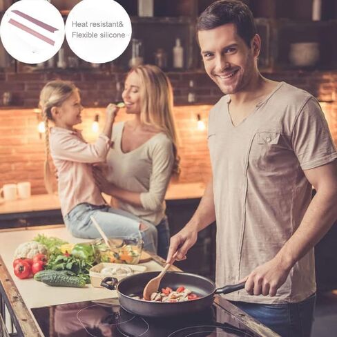 غطاء فجوة مضادة للموقد من السيليكون، حشو فجوة الفرن المقاوم للحرارة يسد الفجوات بين الموقد والعداد، سهل التنظيف (وردي) in Kuwait