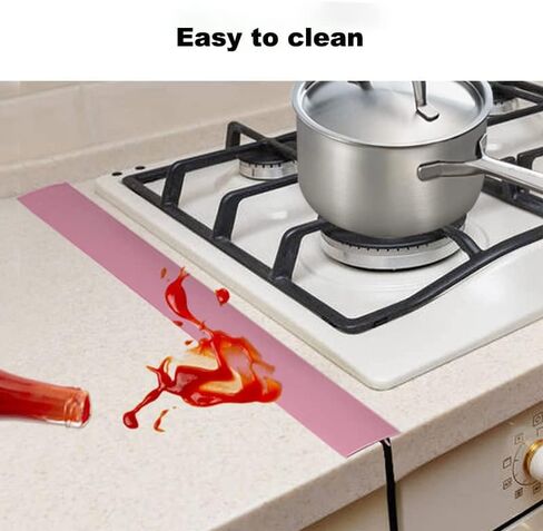 غطاء فجوة مضادة للموقد من السيليكون، حشو فجوة الفرن المقاوم للحرارة يسد الفجوات بين الموقد والعداد، سهل التنظيف (وردي) in Kuwait