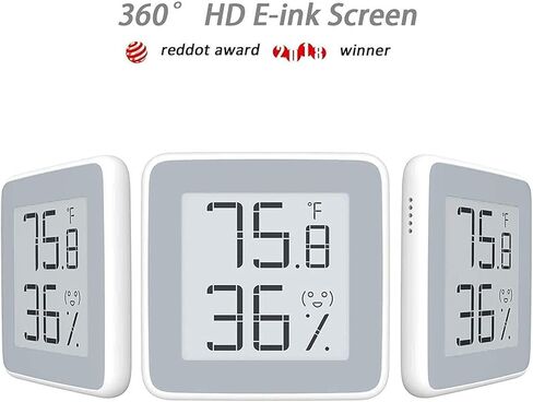 مقياس حرارة داخلي رقمي للرطوبة من سمارت تخمين، ميزان حرارة للمنزل HD شاشة الحبر الإلكتروني درجة حرارة الغرفة مقياس الرطوبة مستشعر درجة الحرارة العالي الدقة، رمادي وأبيض، (MHO-C202) in Kuwait